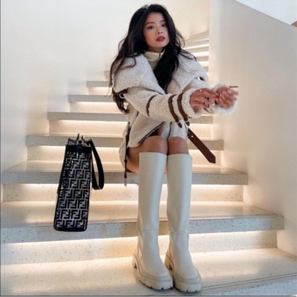 Zara Ivory Chunky Rubber Thigh High Boots - Picture 3 of 16